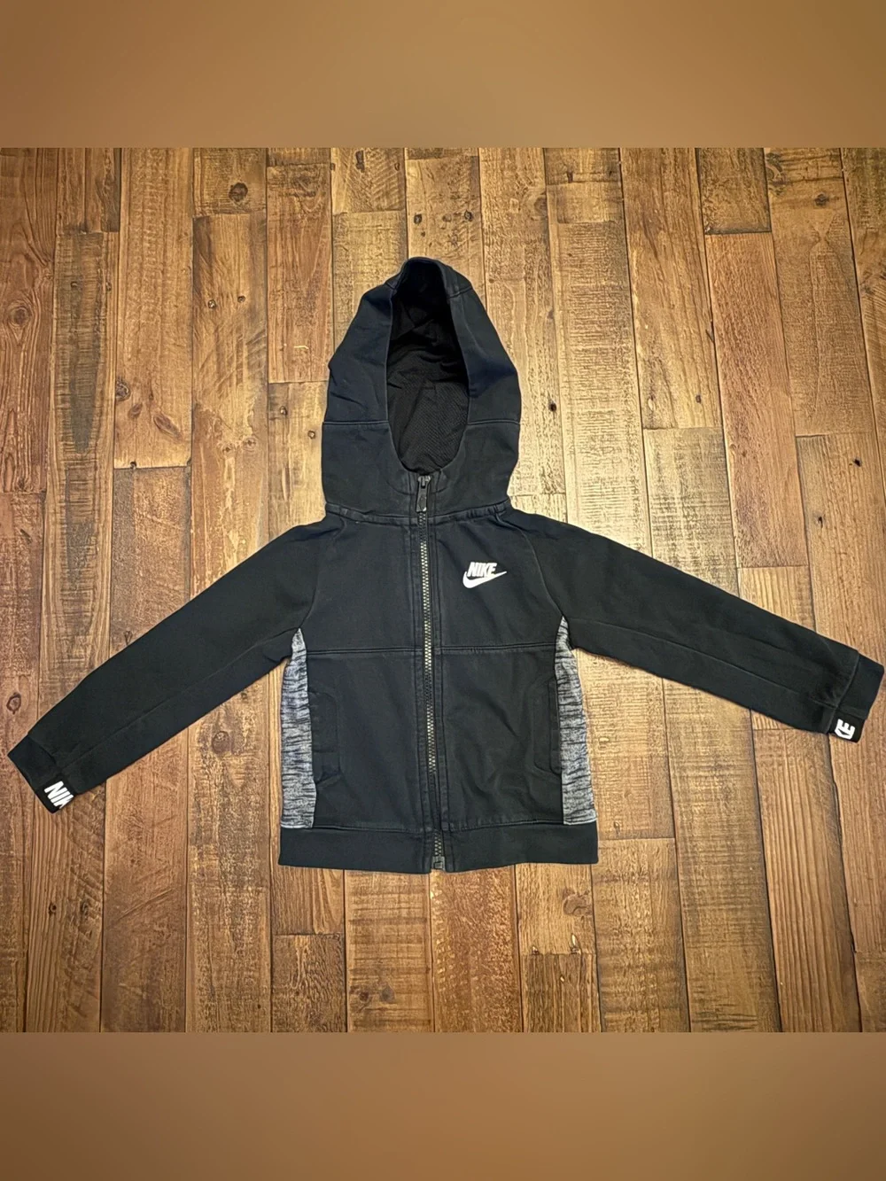 Nike Toddler 3T Full Zip Hoodie Black Gray Athletic Sweatshirt Jacket